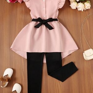 Pink and black  2 PC  girl suit size 9-10 yrs old new form Shein